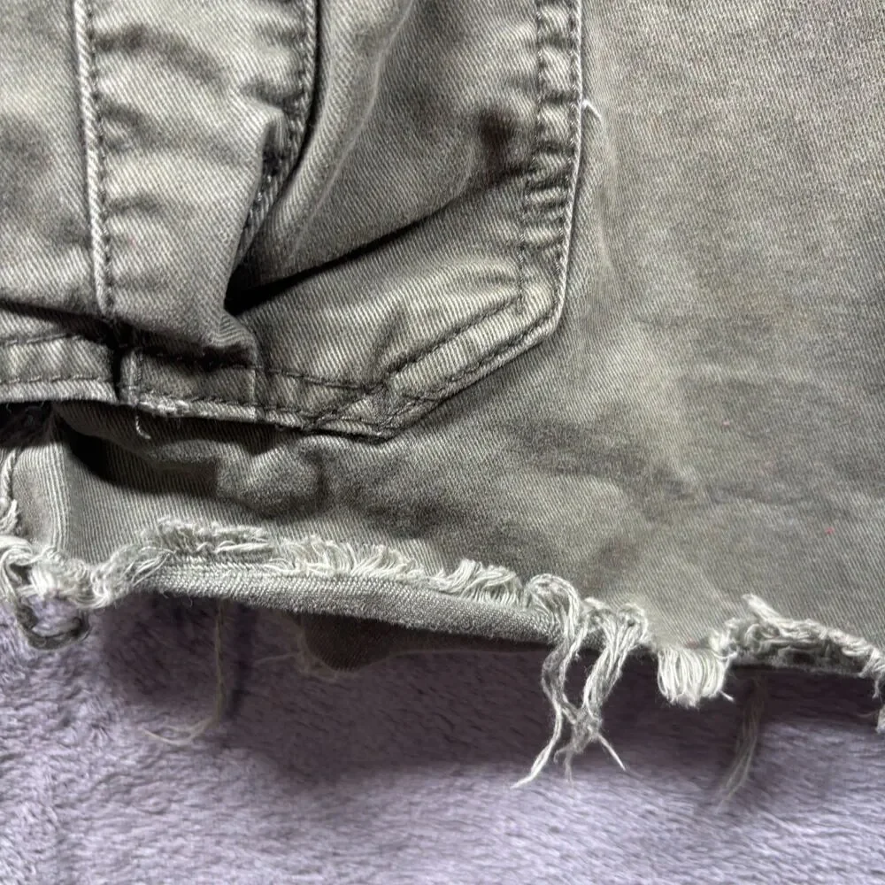 American Eagle Men Vintage Y2K Cargo Shorts Raw Frayed Hem Baggy Green 30 G294